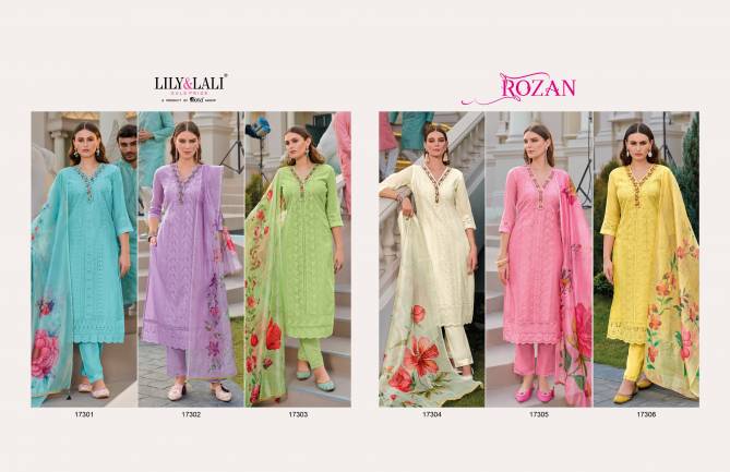 Rozan By Lily And Lali Schiffli Work Designer Kurti With Bottom Dupatta Wholesalers In Delhi
